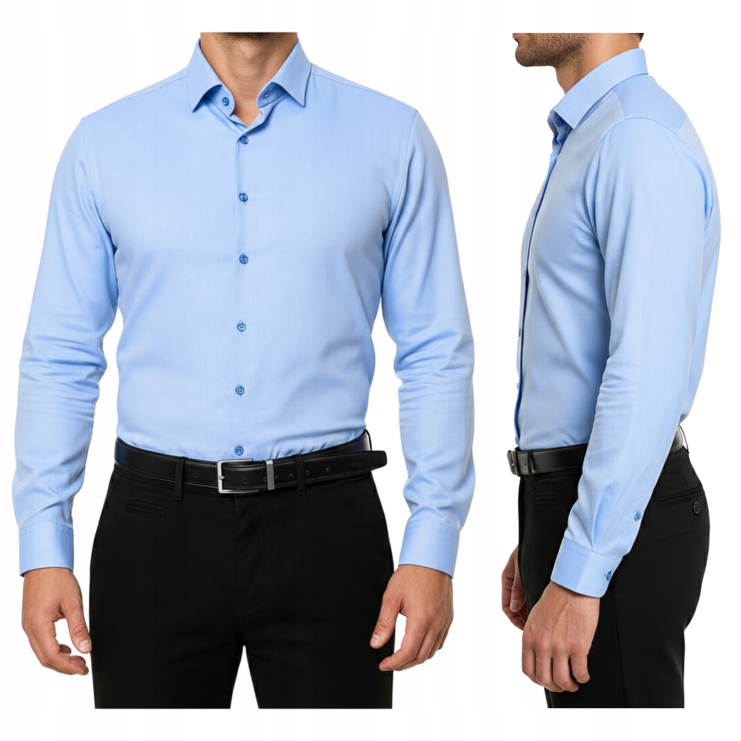 Koszula Męska Błękitna Jasnoniebieska Jasna Slim Fit rozmiar M 39/40