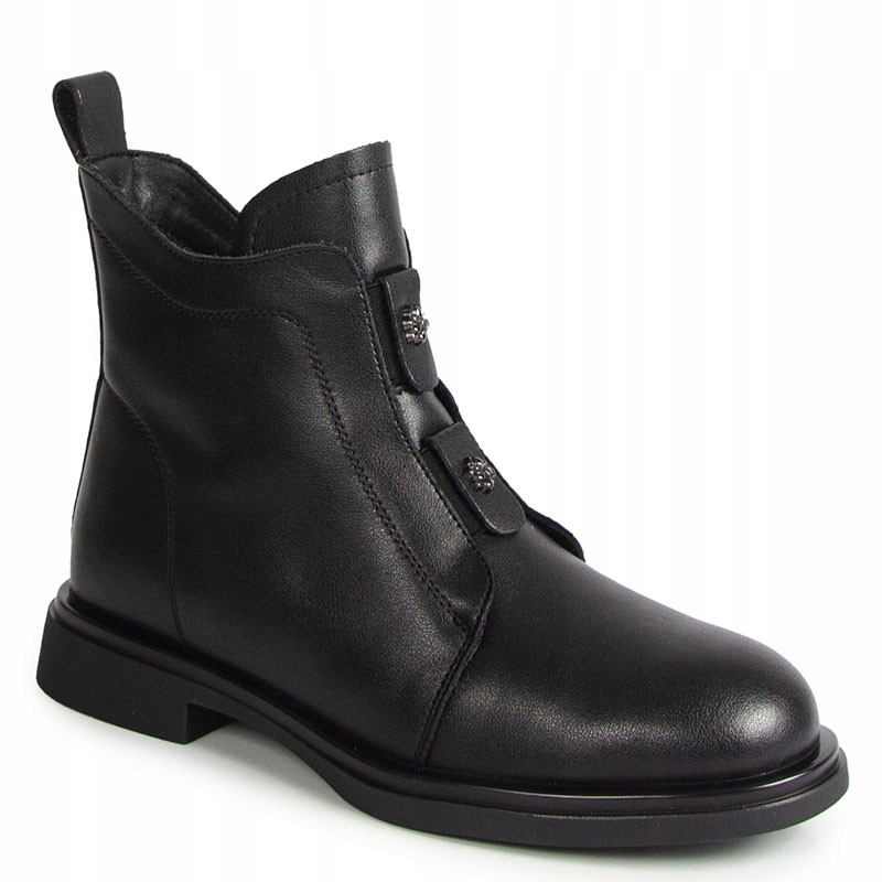 S.barski MK52-026 Černé Kožené Kotníkové Boty S Ozdobou D&a 39