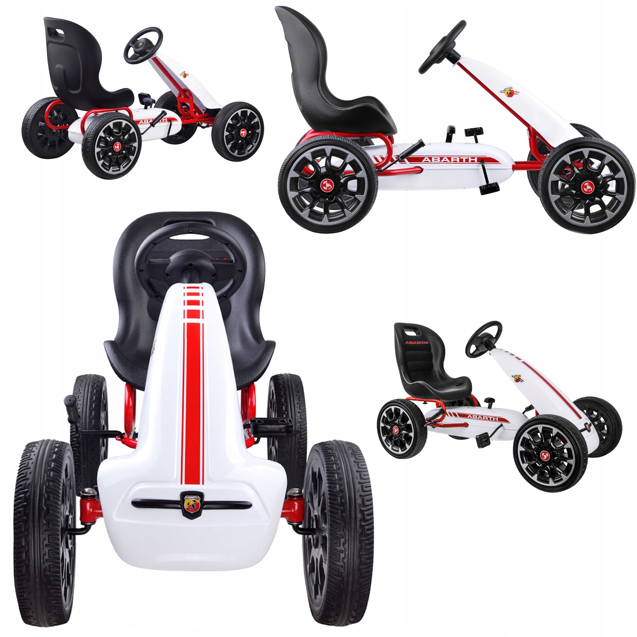 GOKART NA PEDAŁY DLA DZIECI HAMULEC WIELKI ABARTH SUPER PREZENT BIAŁY