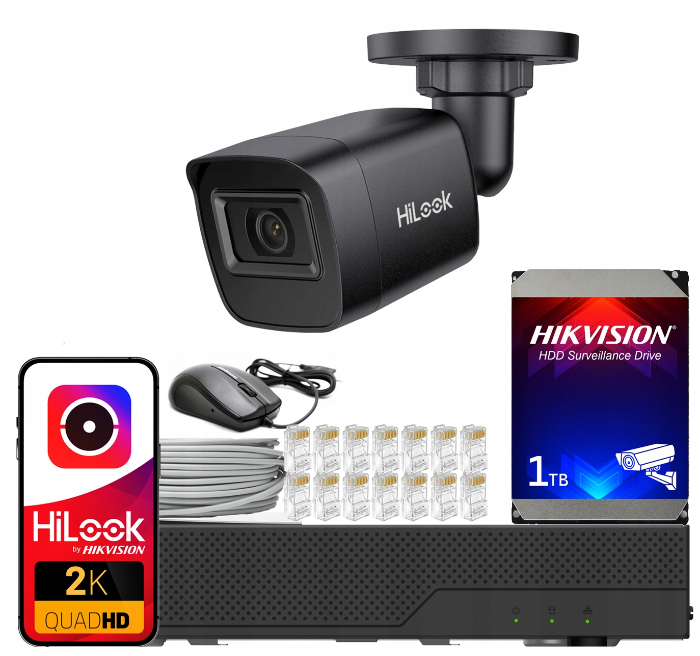 Sada na monitorovanie Ip PoE Vonkajšia kamera 4MPx IPCC-B141H-C Black HiLook