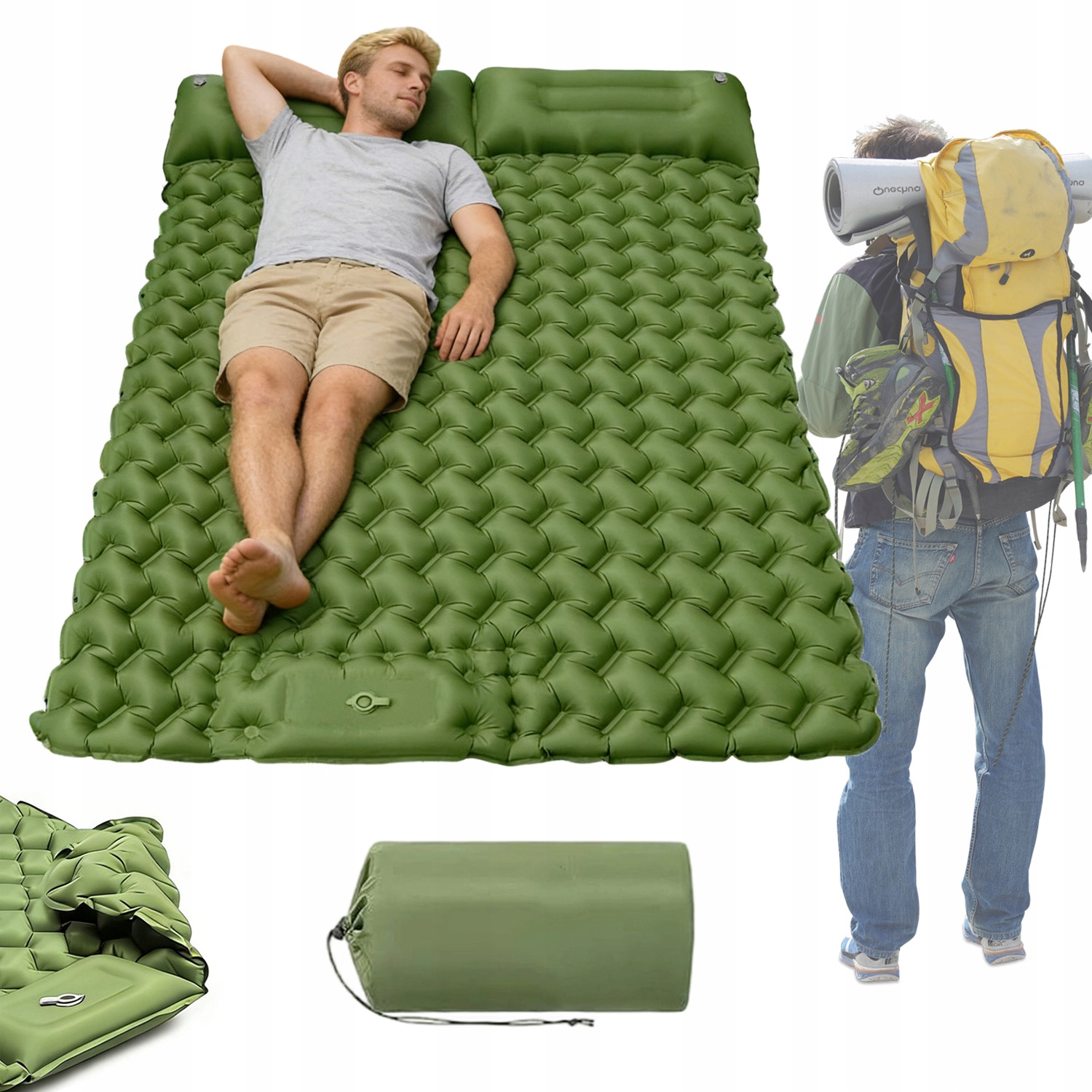 Materac Dmuchany Turystyczny Ultralekki Trekingowy Do Namiotu Zwijany Mocny
