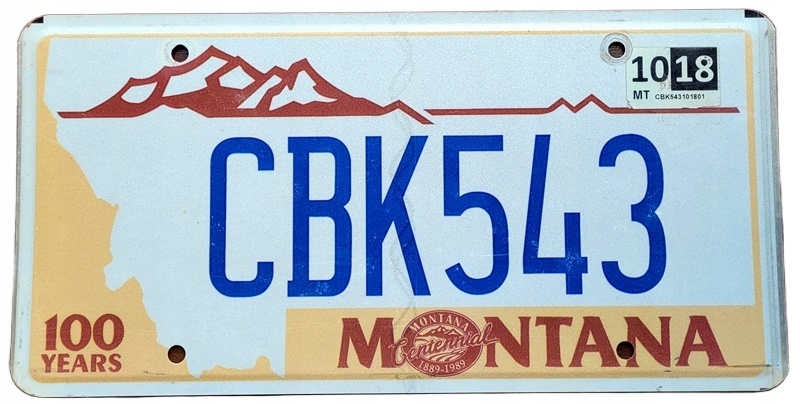 Montana 2018 - tablica z USA dla kolekcjonera