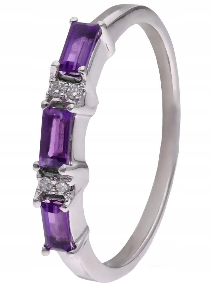 Prstýnek Ag 925 ametyst a diamant CVD-3151-R-AM vel. 17