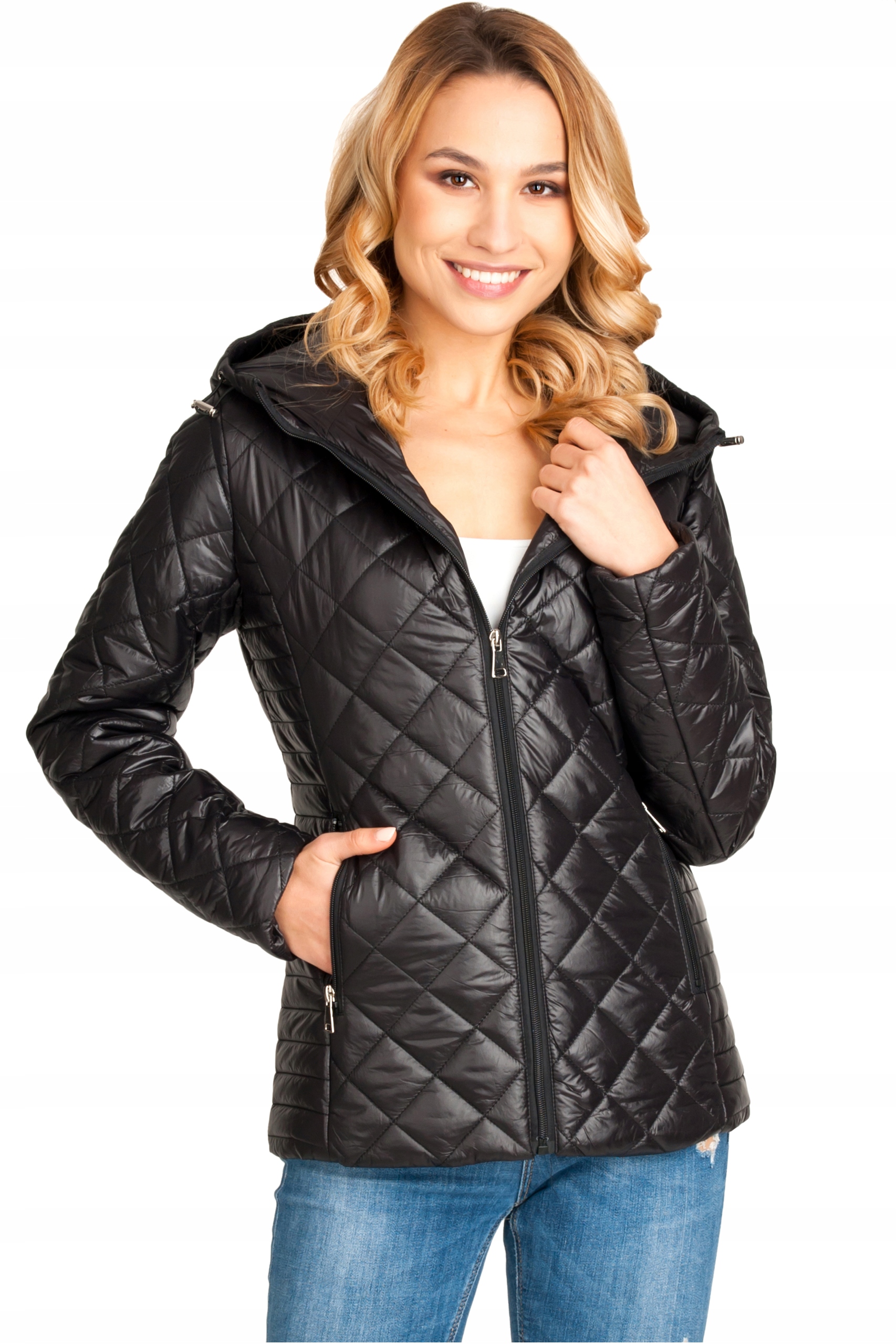 KURTKA DAMSKA PUCHOWA PRZEJŚCIOWA PIKOWANA BIAŁA Materiał dominujący poliester