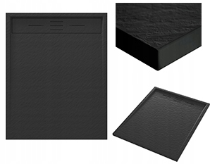 Černá Obdélníková Sprchová Vanička 100 x 80 CM Kompozit Viva