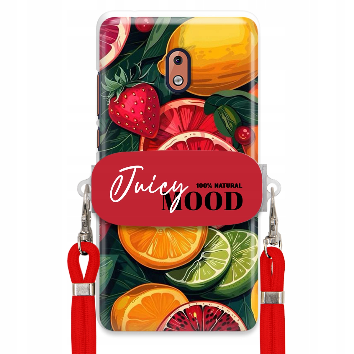 Pouzdro pro Nokia 2.1 Červené vodítko Crossbody+ Držák Módní Juice Mood Ovoce