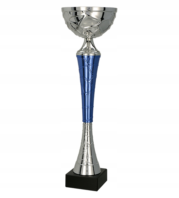 Puchar metalowy srebrno-niebieski 22cm