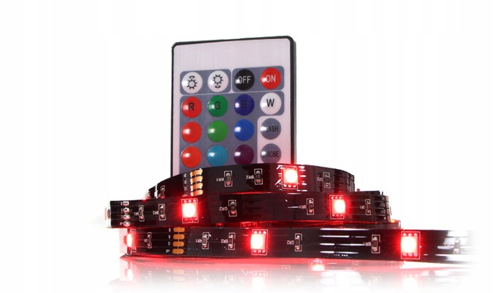 TAŚMA LED RGB USB Z PILOTEM 1M PODŚWIETLENIE TV 5V Model usb5v1m