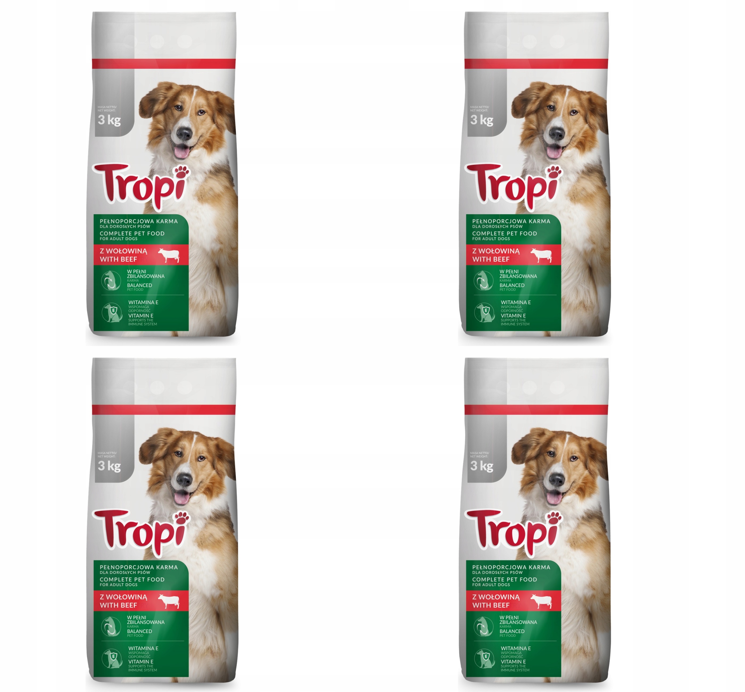 Tropi krmivo pro psy 3 kg s hovězím masem X4