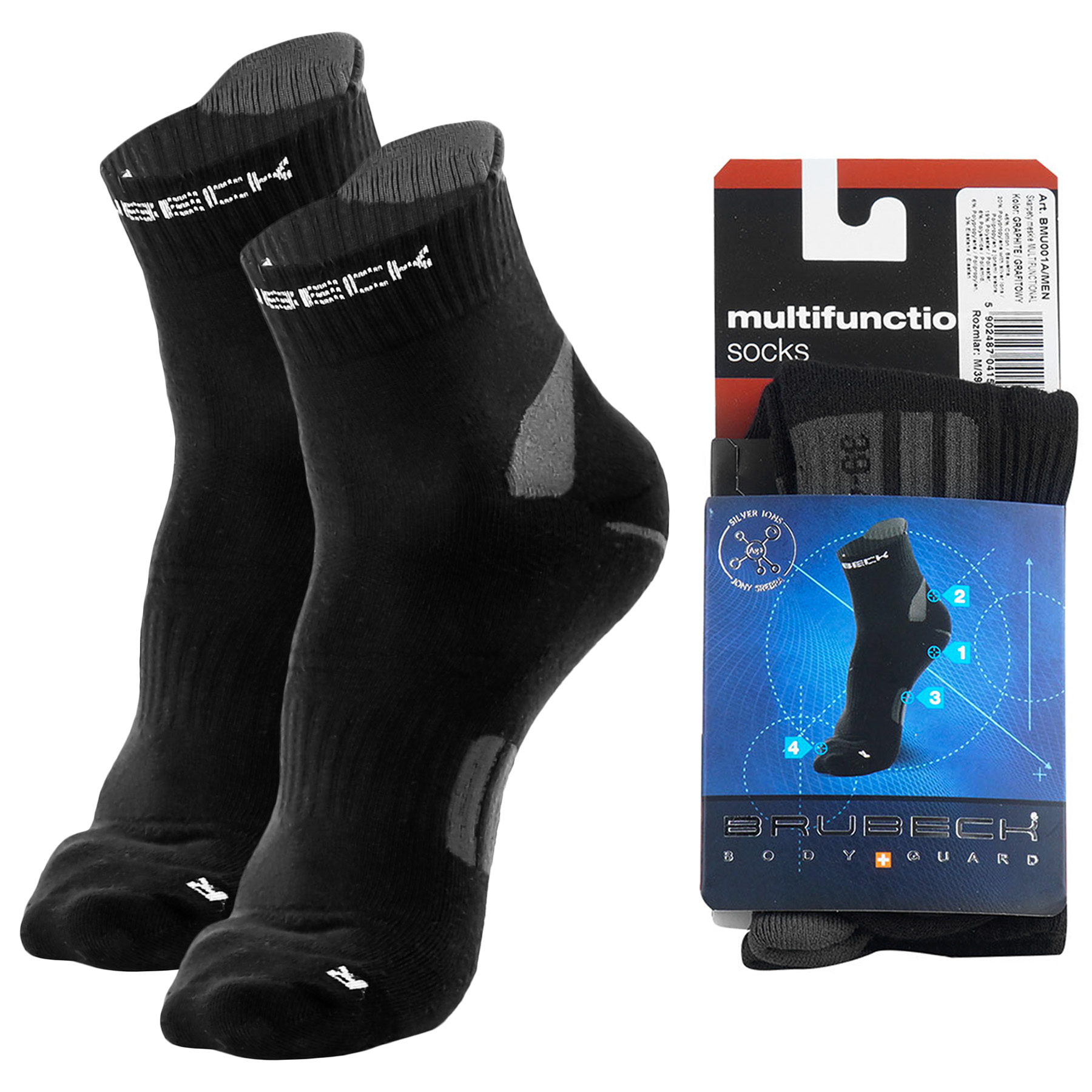 Ponožky Multifunkční Brubeck trekingové Sportovní s Ionty Stříbra 39-41