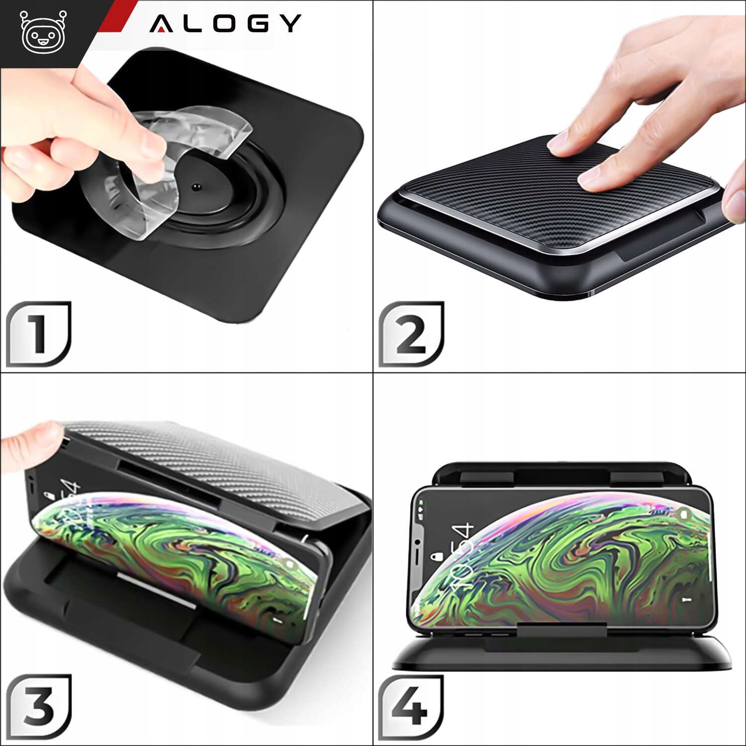 UCHWYT NA TELEFON KOKPIT DESKĘ DO SAMOCHODU AUTA + ORGANIZER NA KABEL Waga produktu z opakowaniem jednostkowym 0.26 kg