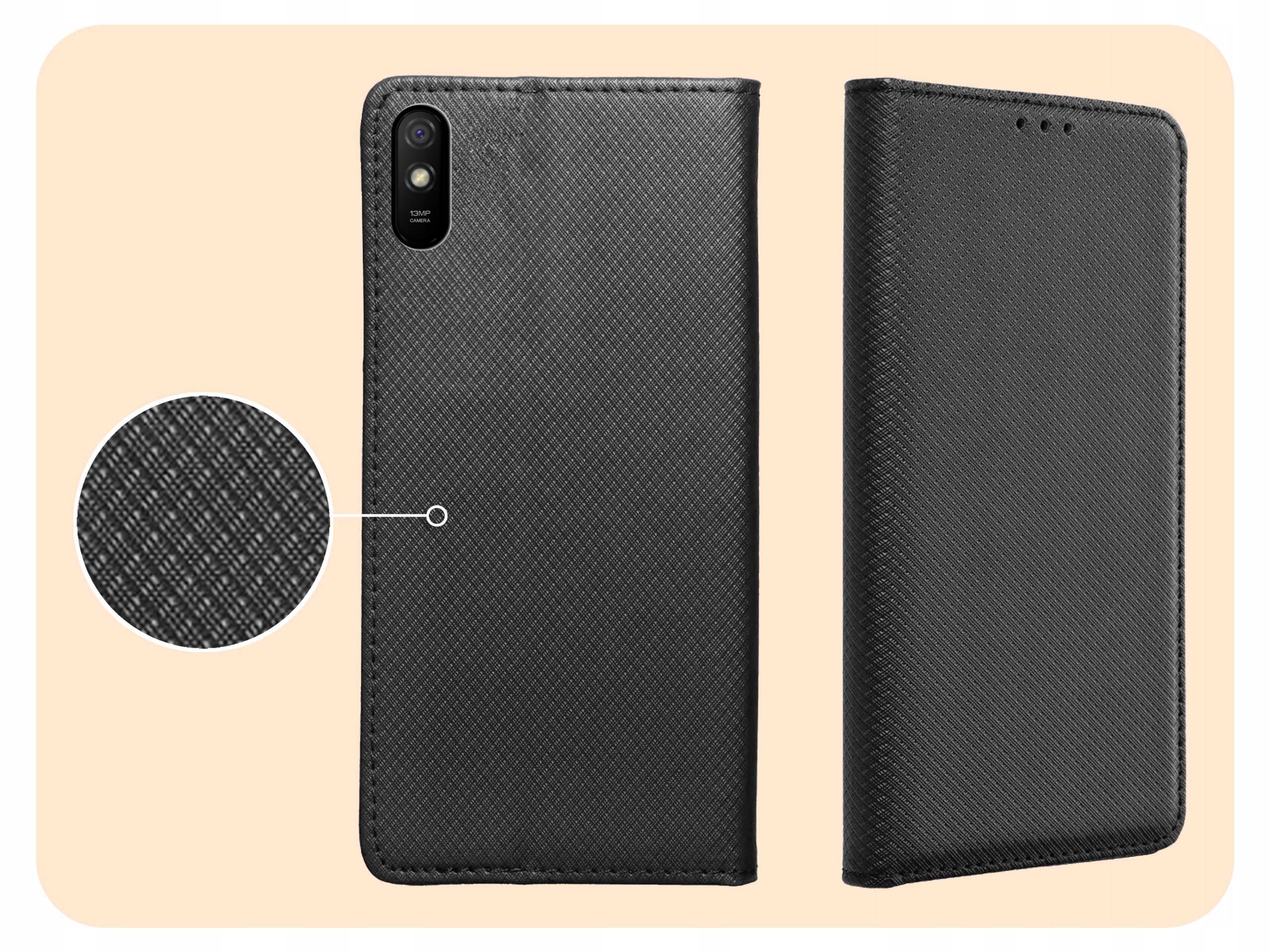 ETUI Z KLAPKĄ DO XIAOMI REDMI 9A / 9i ZAMYKANE MAGNETYCZNE KABURA FUTERAŁ Typ etui z klapką