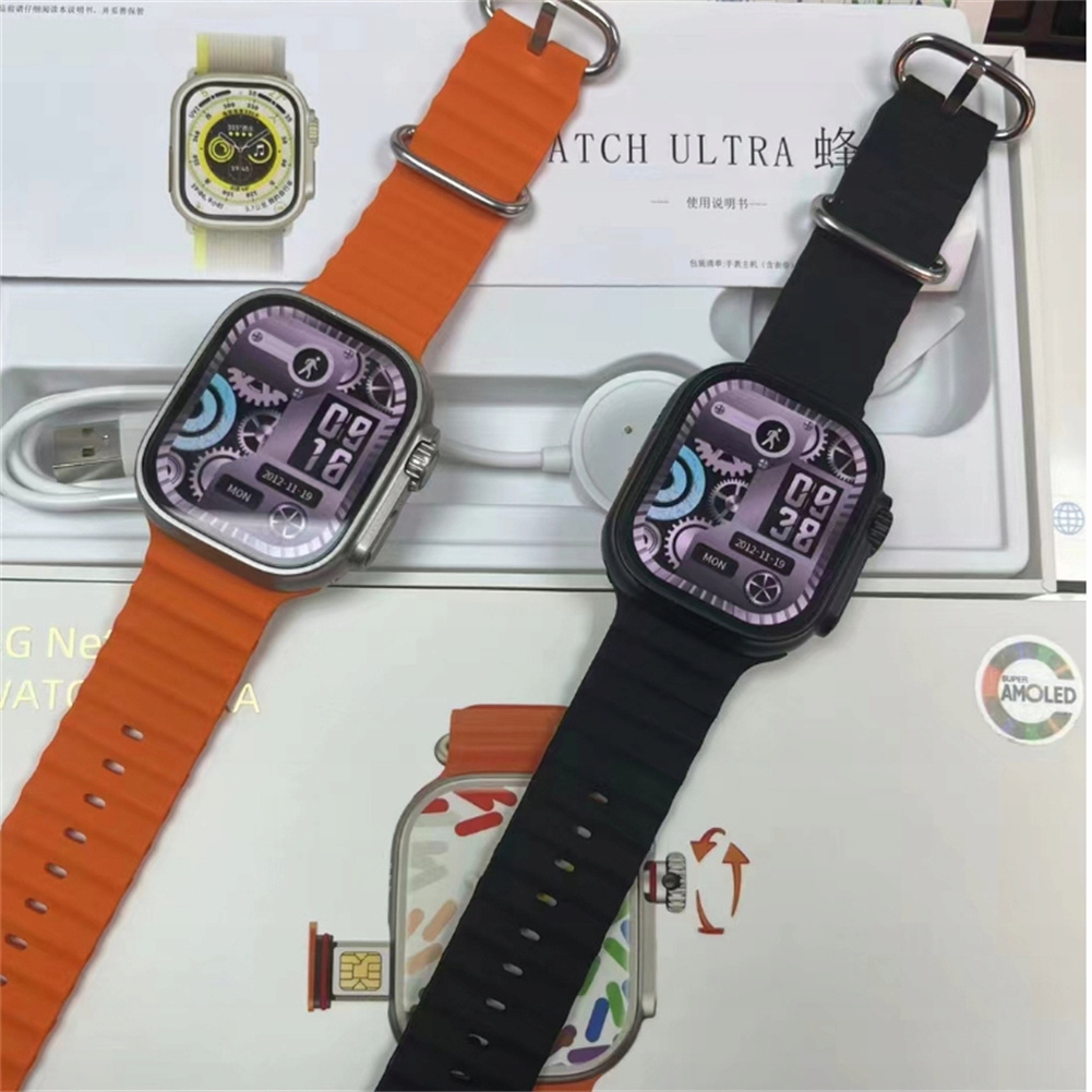 CDS9 Smart Watch --SIM Wifi GPS LTE, guma, pomarańcze i czerwienie Materiał paska guma