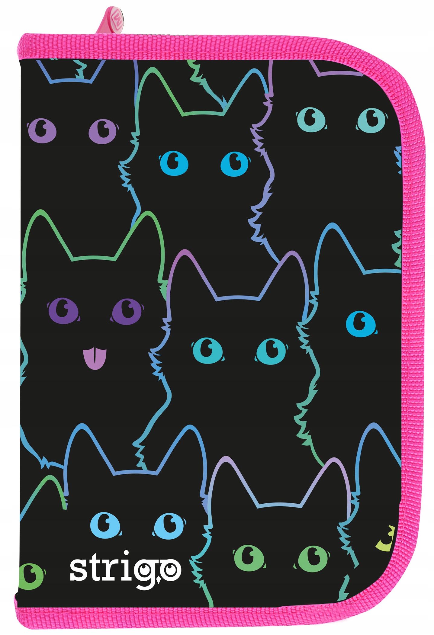 Saszetka Na PRZYBORY SZKOLNE KOSMETYCZNA TUBA Piórnik szkolny z klapami Kot