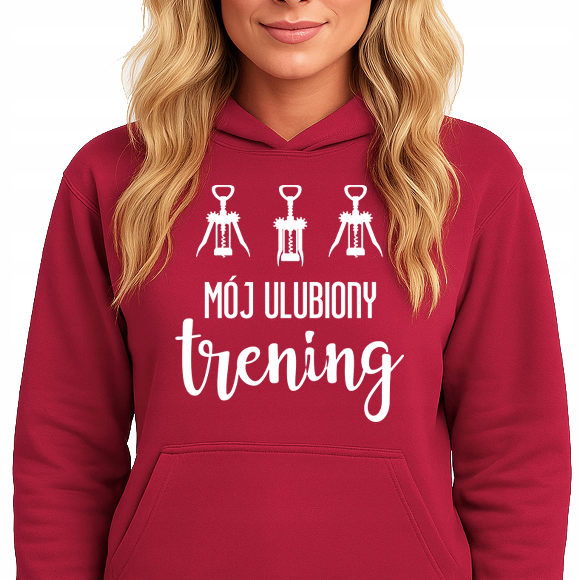 Mikina S Kapucí Červená Hoodie Můj oblíbený Trénink S