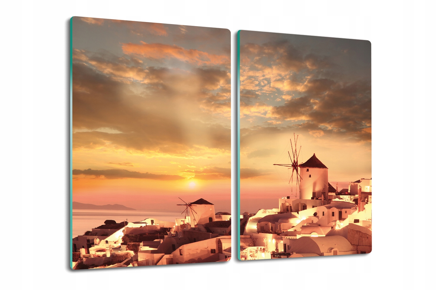 Skleněná kuchyňská deska na krájení jako Dárek 2x30x52 Větrné mlýny Santorini