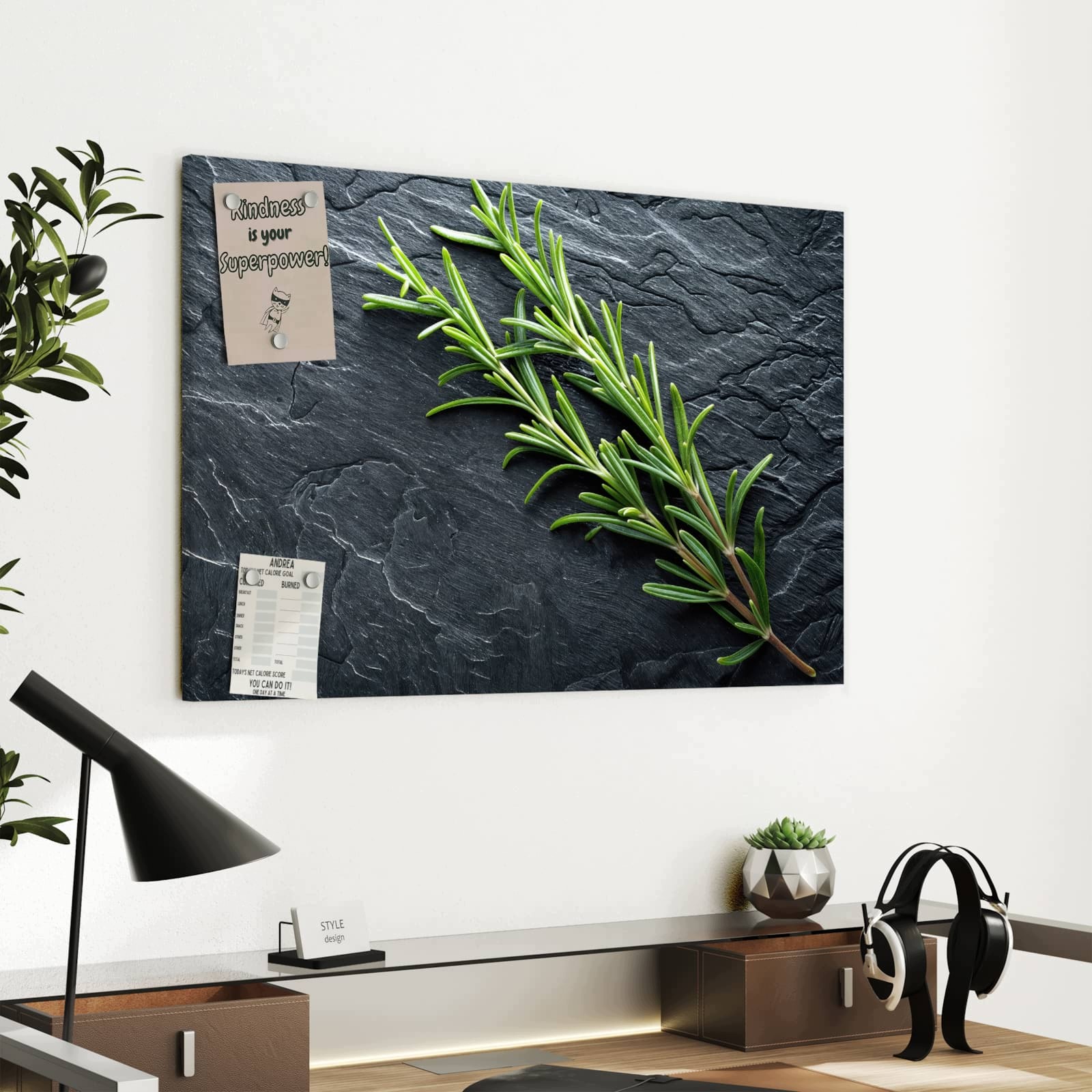 Magnetická tabule Větvička rozmarynu Břidlice 60 × 40 cm