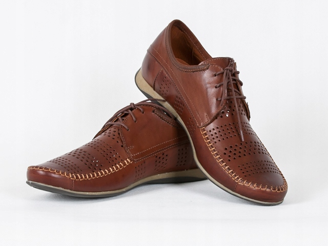 Riko 689 polobotky mokasíny Polské hnědé letní 40 Kůže