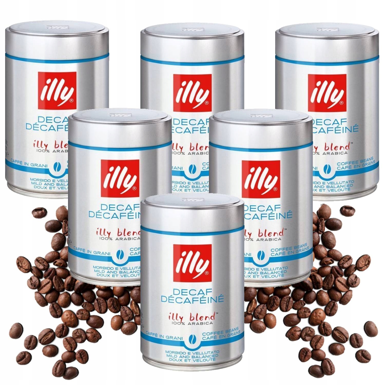Levně Káva zrnková illy Decaf bez kofeinu 100% Arabika sada 6x250 g