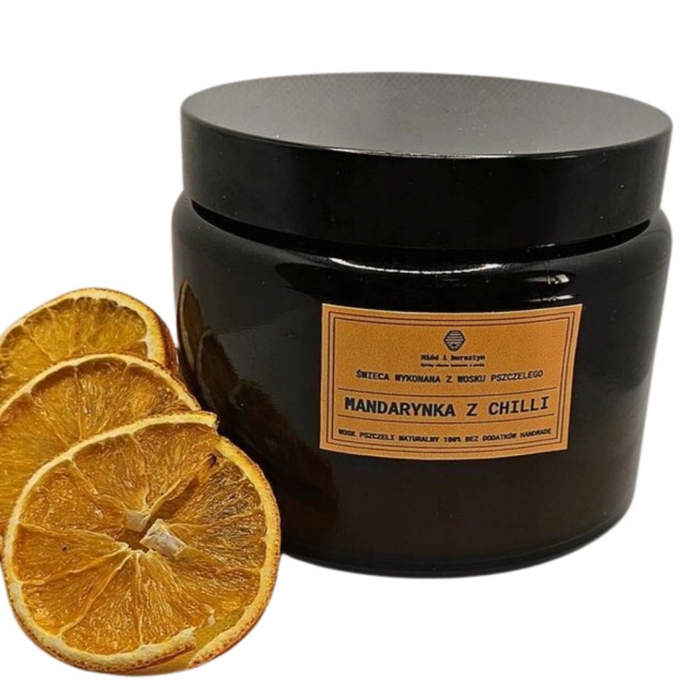 Bio Vonná svíčka ve sklenici z včelího vosku Mandarinka S Chilli 500 ml