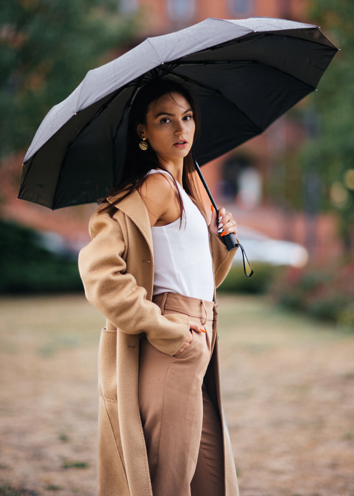 PARASOL 116CM AUTOMATYCZNIE SKŁADANY DO 33CM CZARNY 2 OSOBOWY DO TOREBKI Wzór dominujący bez wzoru