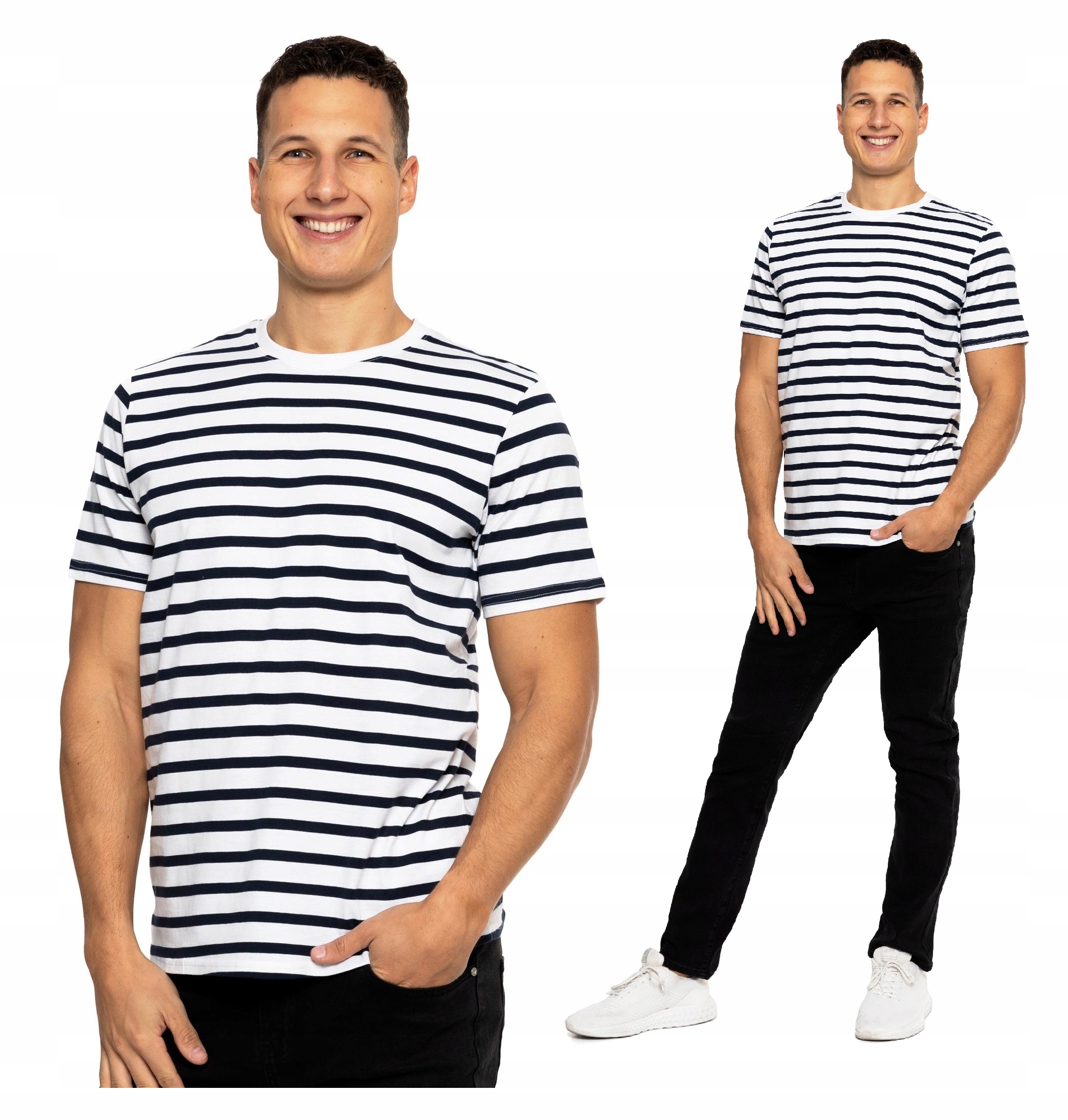 

T-shirt Koszulka Męska Paski Bawełna XXL Moraj