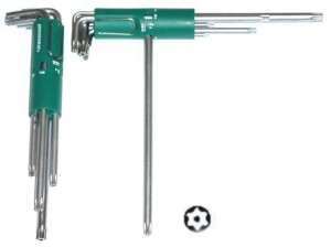 Kpl kluczy TORX z otworem b dlugich w obsadzie