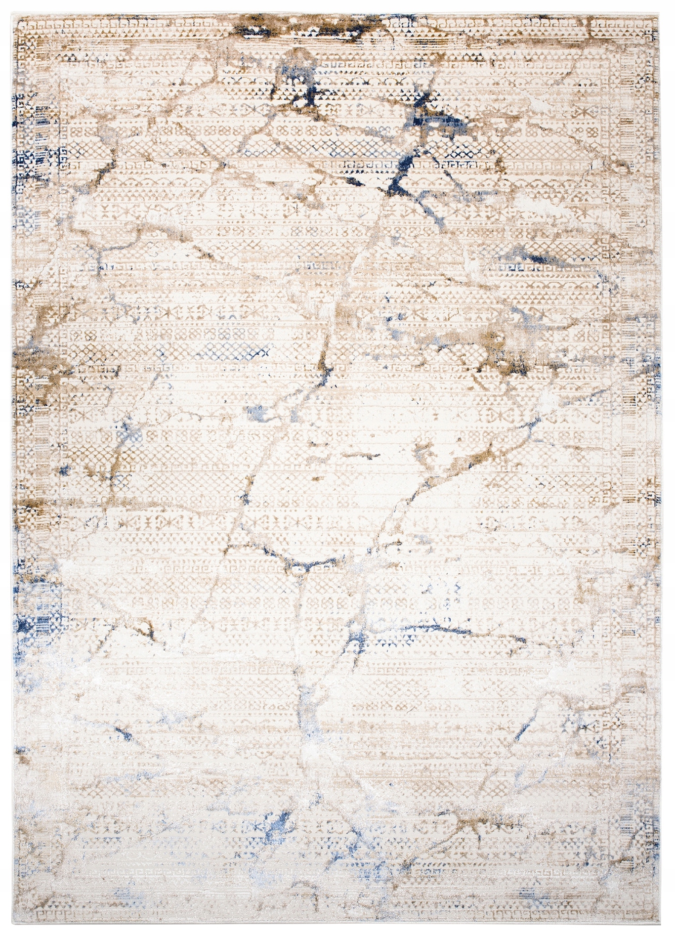 Koberec Hera 120x170 Štýlový Moderný Módny Lesklý krém béžovo modrý w28