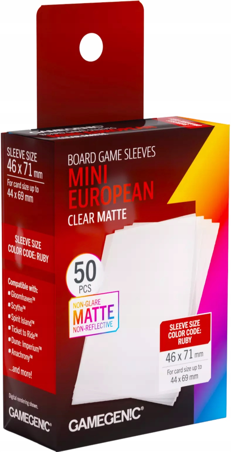 Gamegenic Board Game Sleeves Mini European 46x71 mm Koszulki Clear Matte