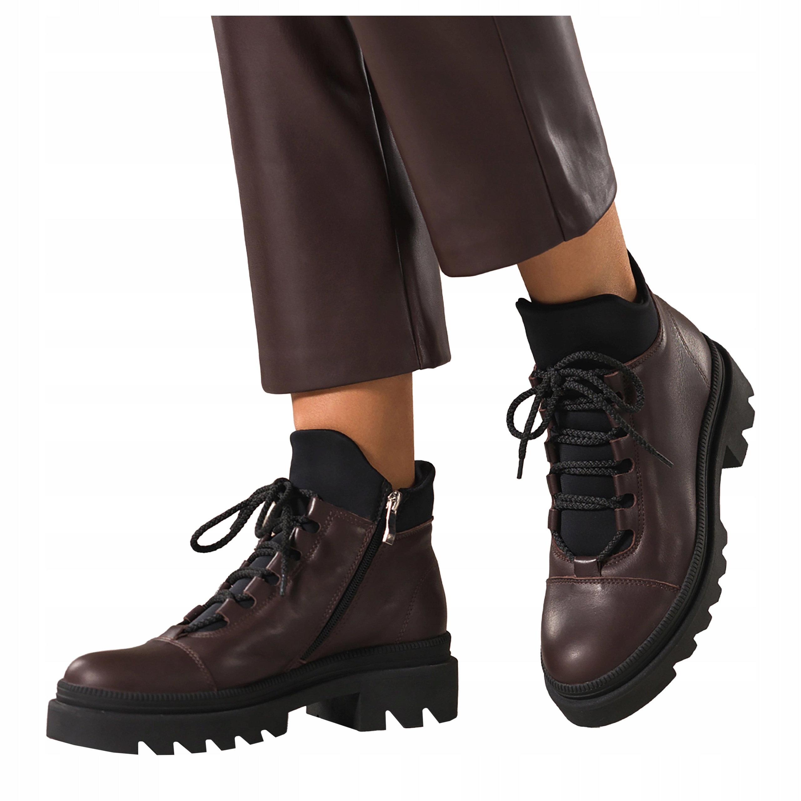 Kotníkové Boty Čokoládové Kožené Dámské Pohodlné Běžící Podešev Modne r 38