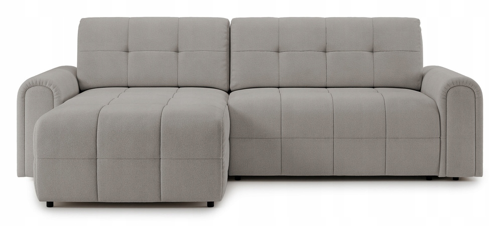 Rohová Sedací Souprava s funkcí spaní Simolla s úložným prostorem, šedobéžová šenilová levá barva