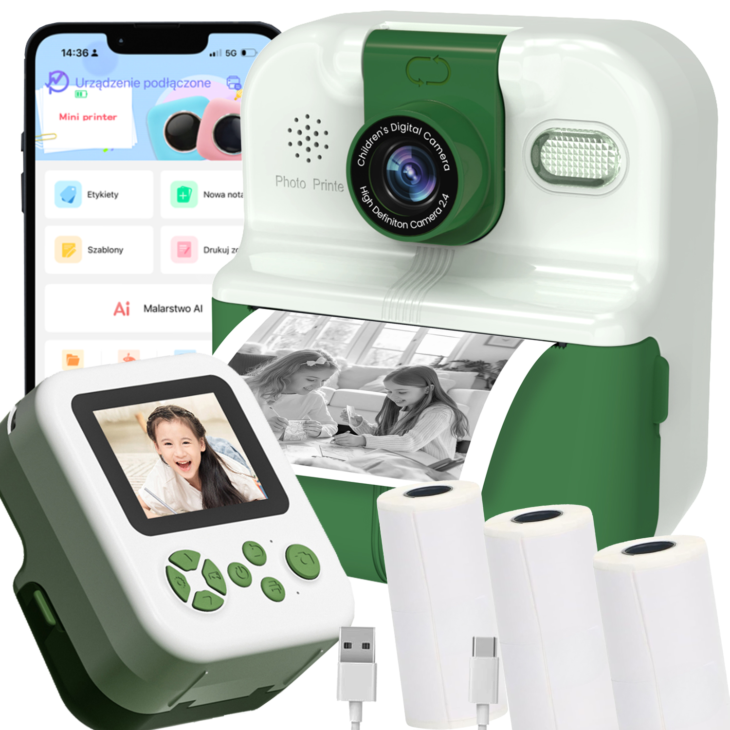 Termální Tiskárna Štítků Fotuś Instantní Fotoaparát Pro Děti Hry Dárek