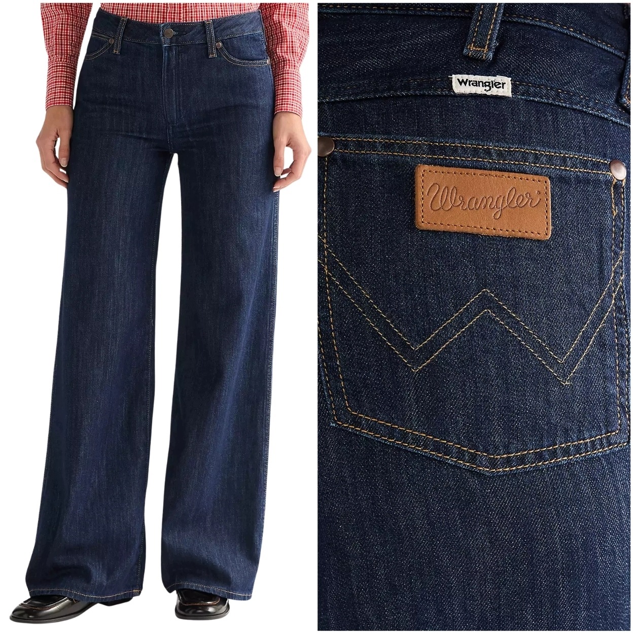 Wrangler World Wide volné široké dámské džínové kalhoty palazzo W26 L34