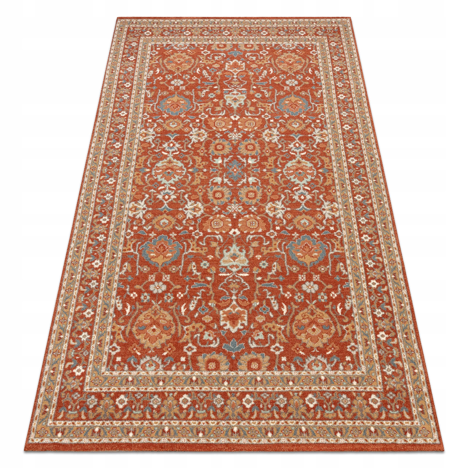 Koberec Vlněný obývací pokoj Ornament rozeta Rámeček Klasická terakota 200 x 300 cm