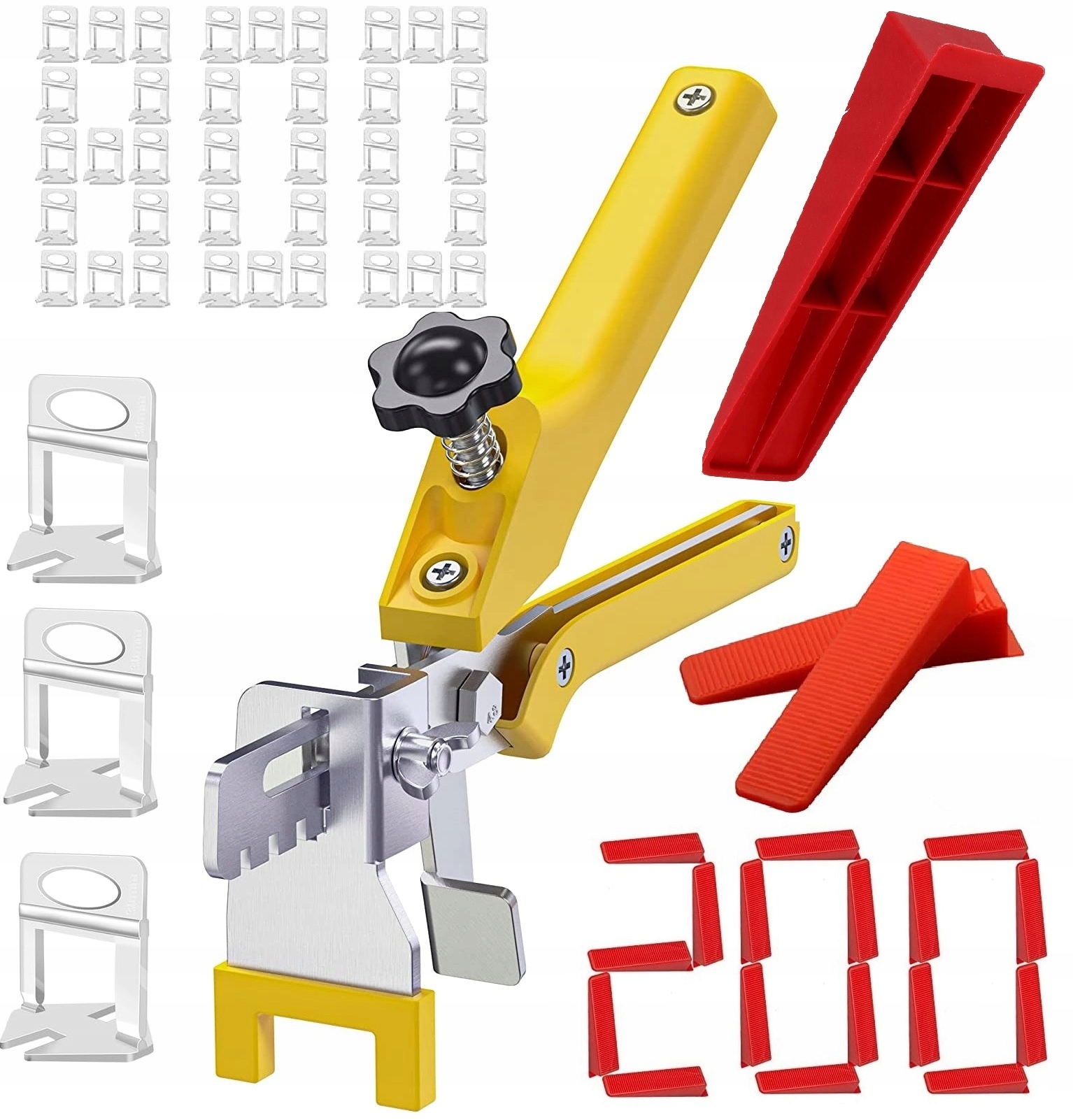 Mocny Zestaw System Poziomowania Płytek Klipsy Kliny Szczypce 2mm 2.0mm