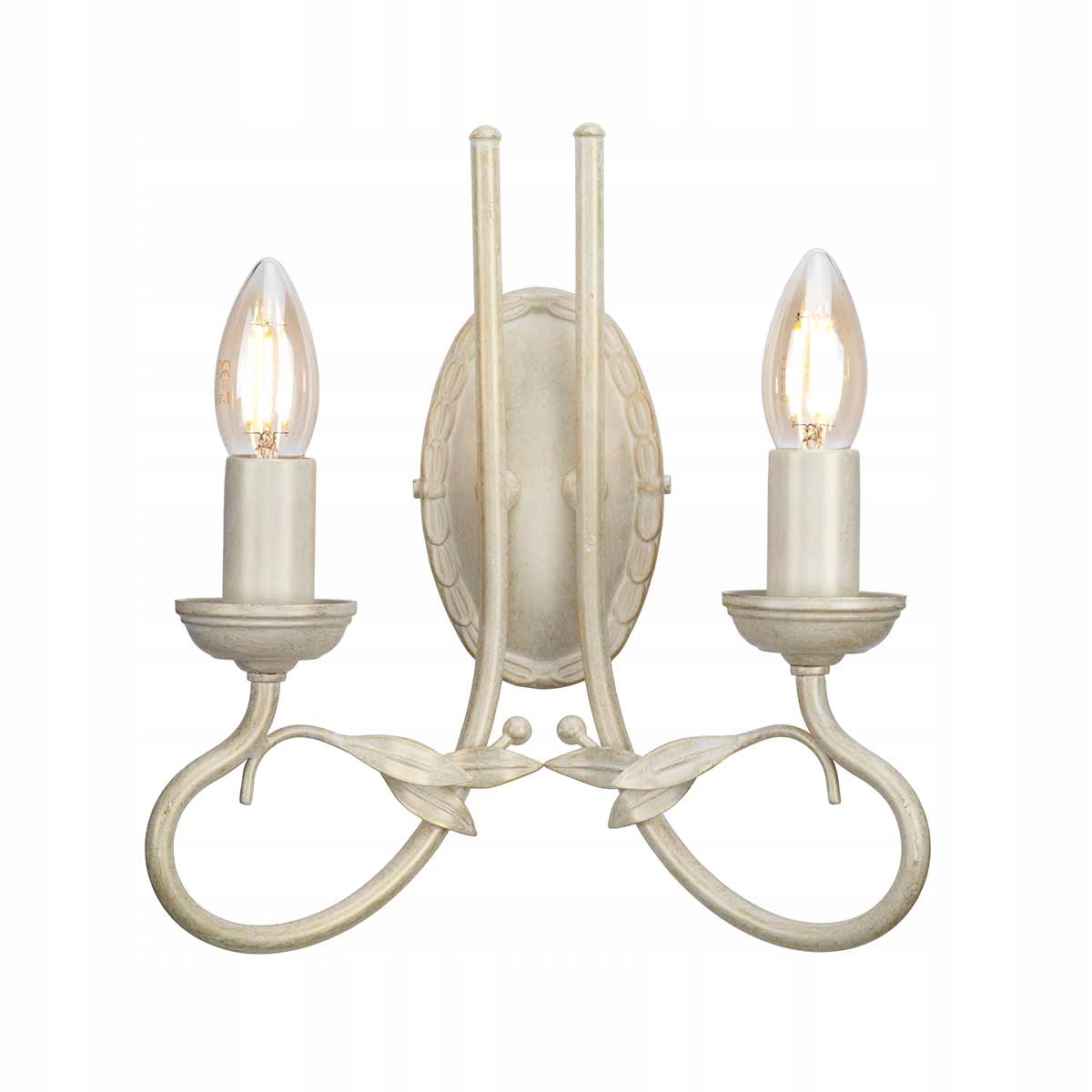 Nástenná svietniková lampa s dvojitými olivovými lístkami krémová vintage Elstead