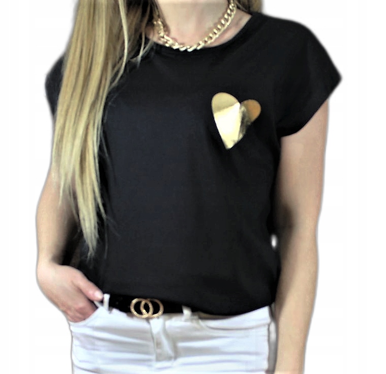 

Bluzka Damska Wygodna Duży Wybór Złoty Print