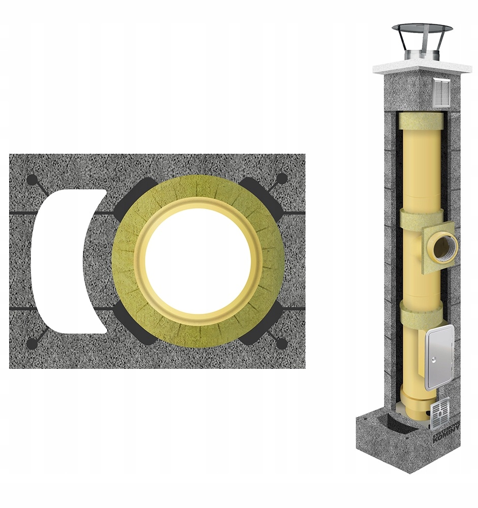 Keramický systémový komín fi 180 7 m 36x49 pro krb koz s ventilací