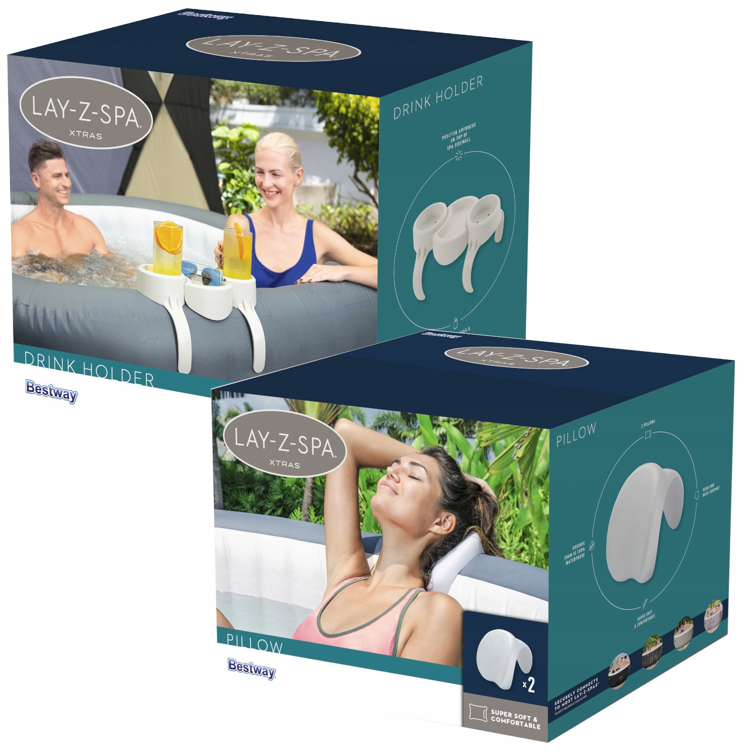 Bestway Sada 2v1 Držák na nápoje dvě Polštáře Lay-Z-Spa 60306 30307