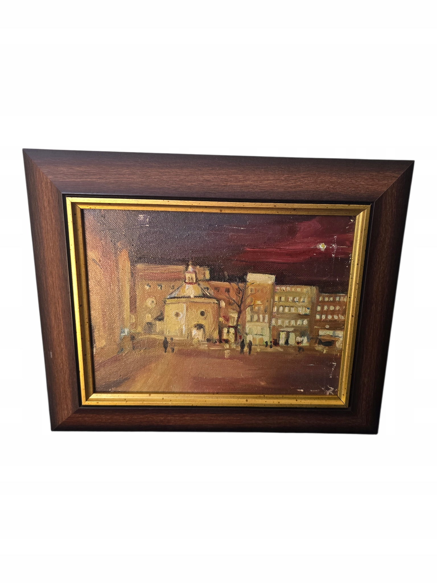 Obraz olejny ,,Scena miejska nocą''