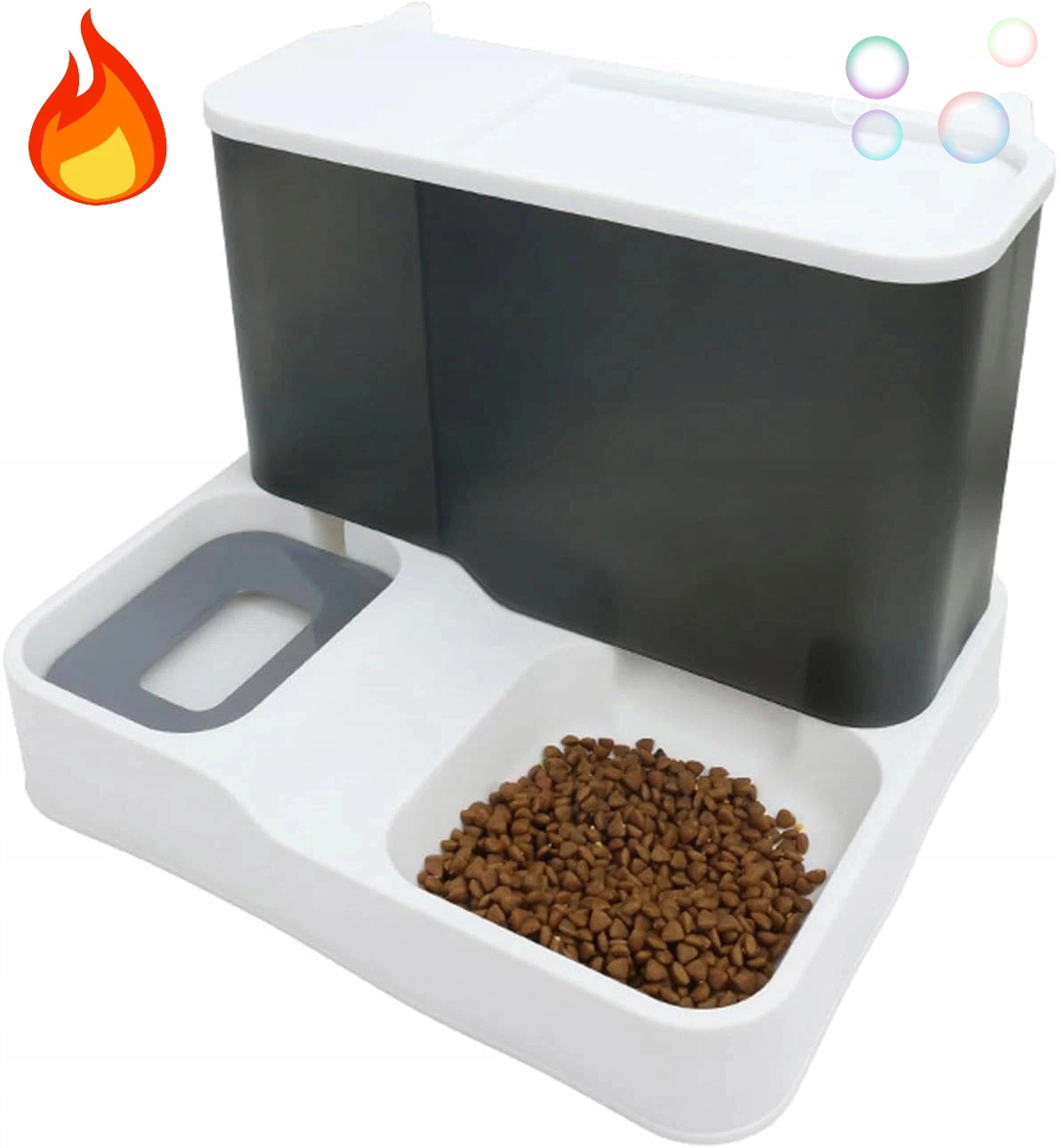 Levně Food Dispenser Šedý podavač Pro Kočky 2,8L+1L krmiva a vody Automatický