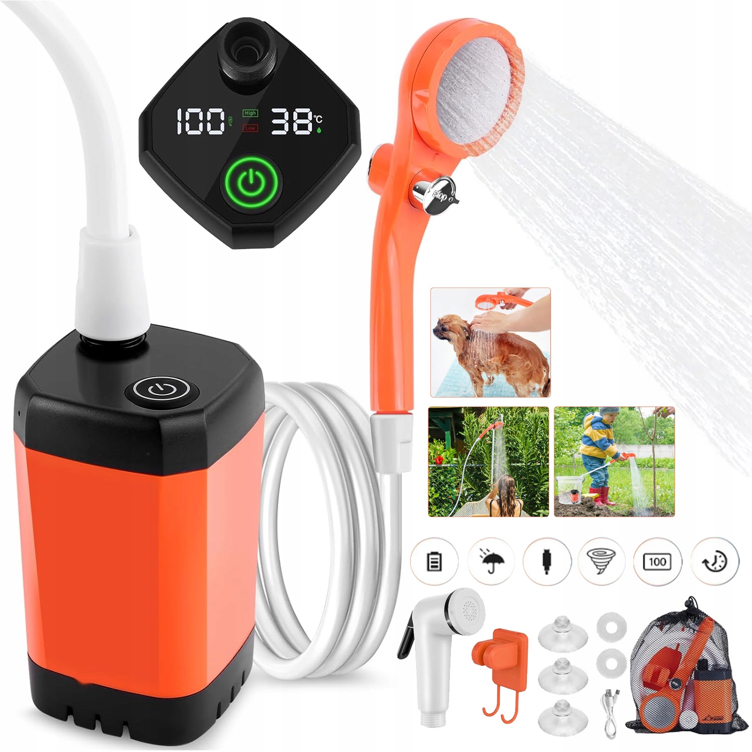 Přenosná Turistická Sprcha S Elektrickým Čerpadlem 6000MAH IPX7