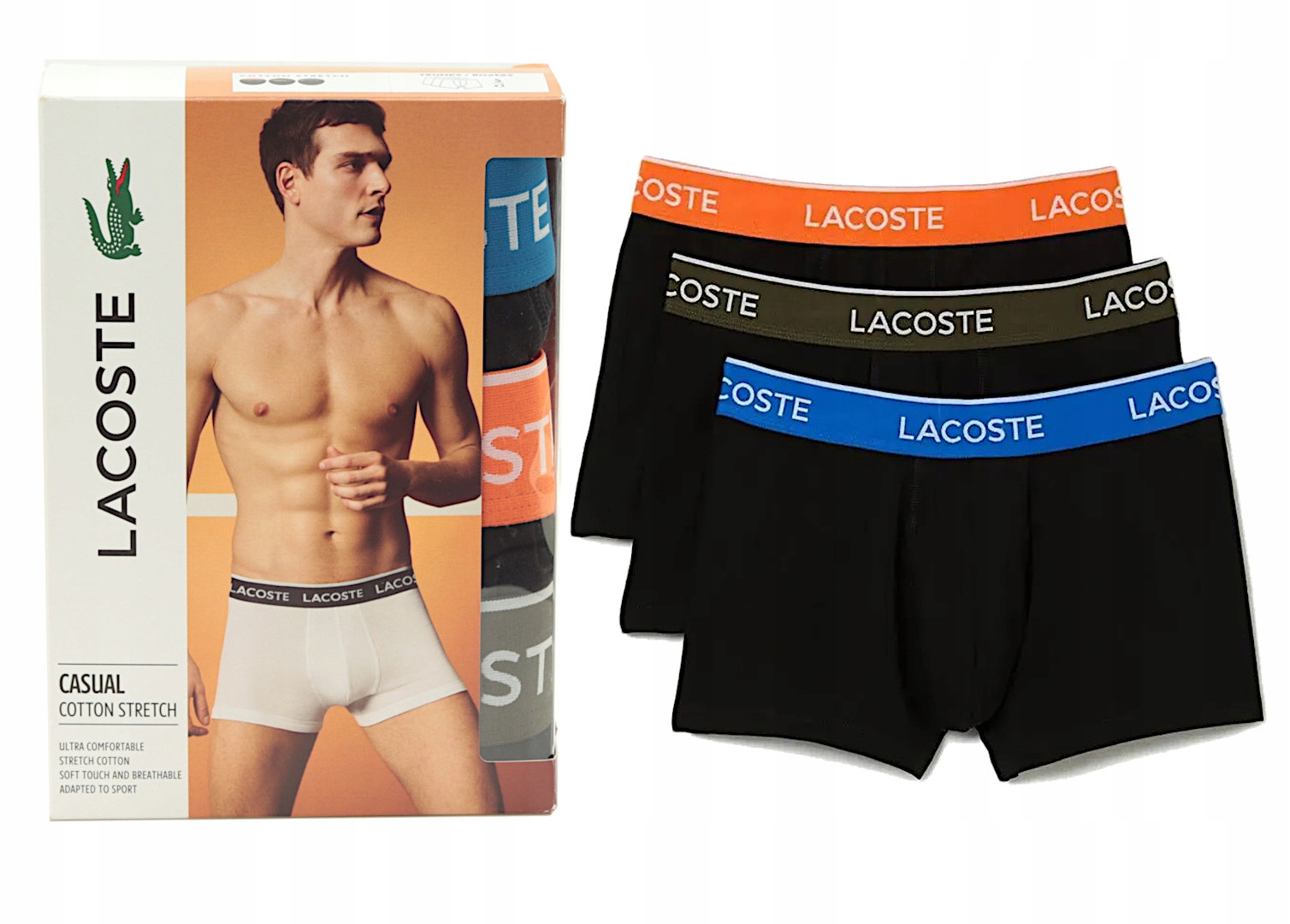 Pánské boxerky Lacoste kraťasy slipy bavlněné 3pack černé S