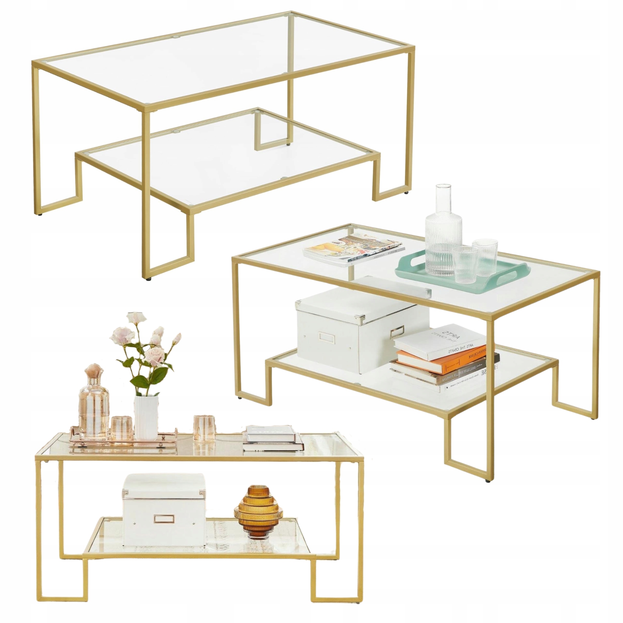 Konferenčný stolík malý Okrúhly do obývačky Sklenená doska gkamour Lavica 2 úrovne