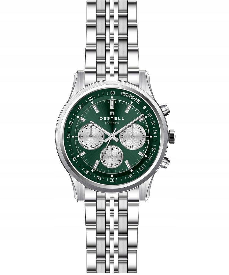 Pánské hodinky Destell Circinus Green Silver Chrono Steel Sapphire