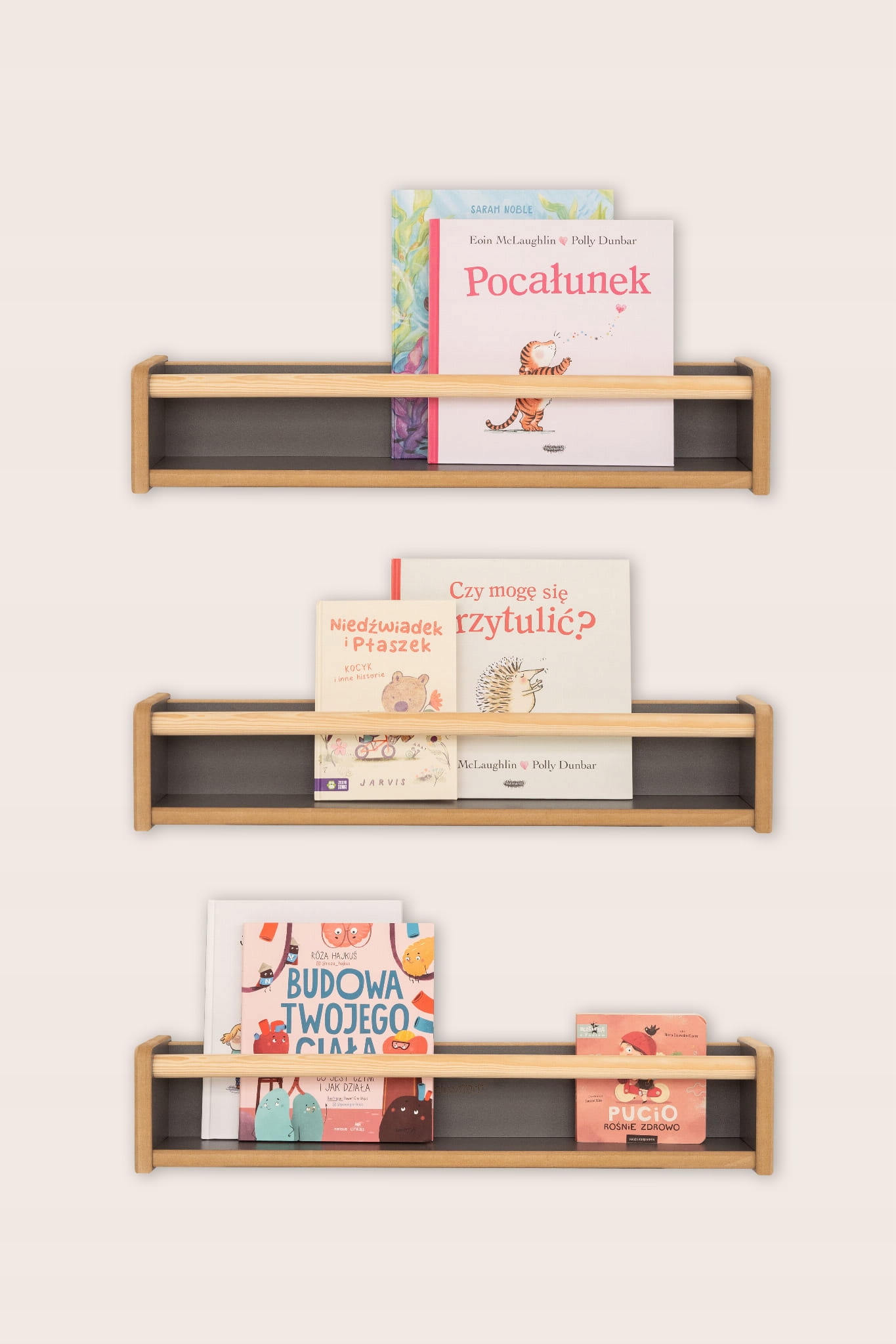 Zestaw 3 półek na książki - szare