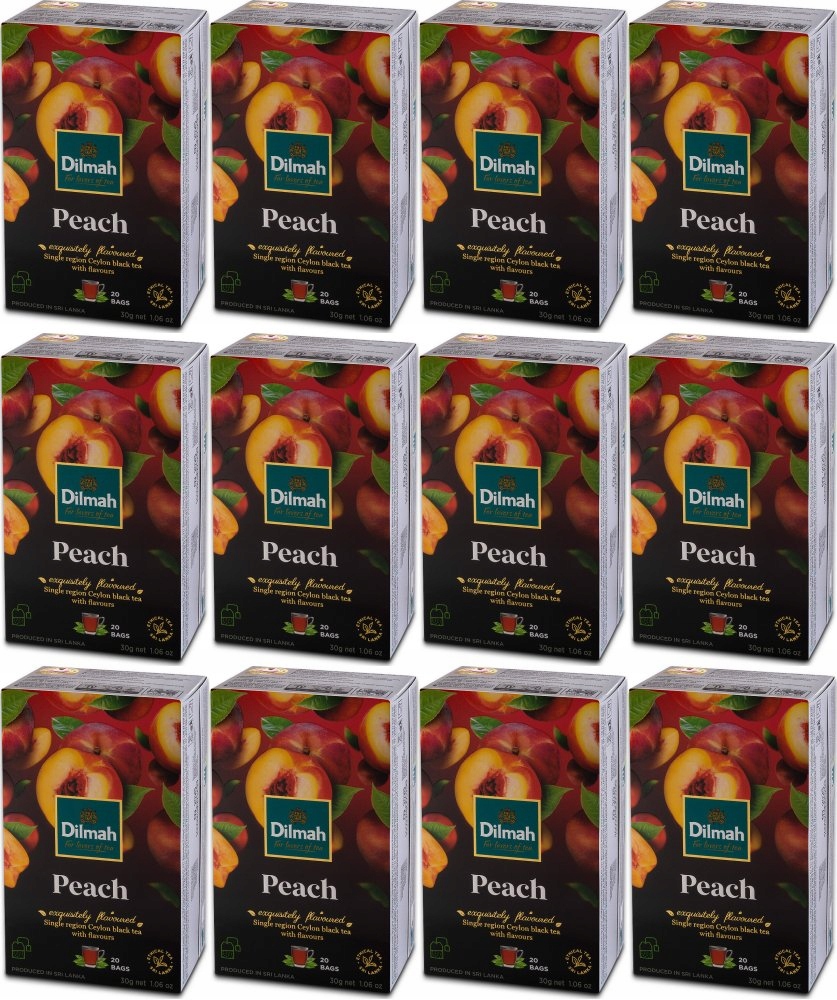 Herbata czarna w torebkach Dilmah Peach brzoskwinia 20szt x12
