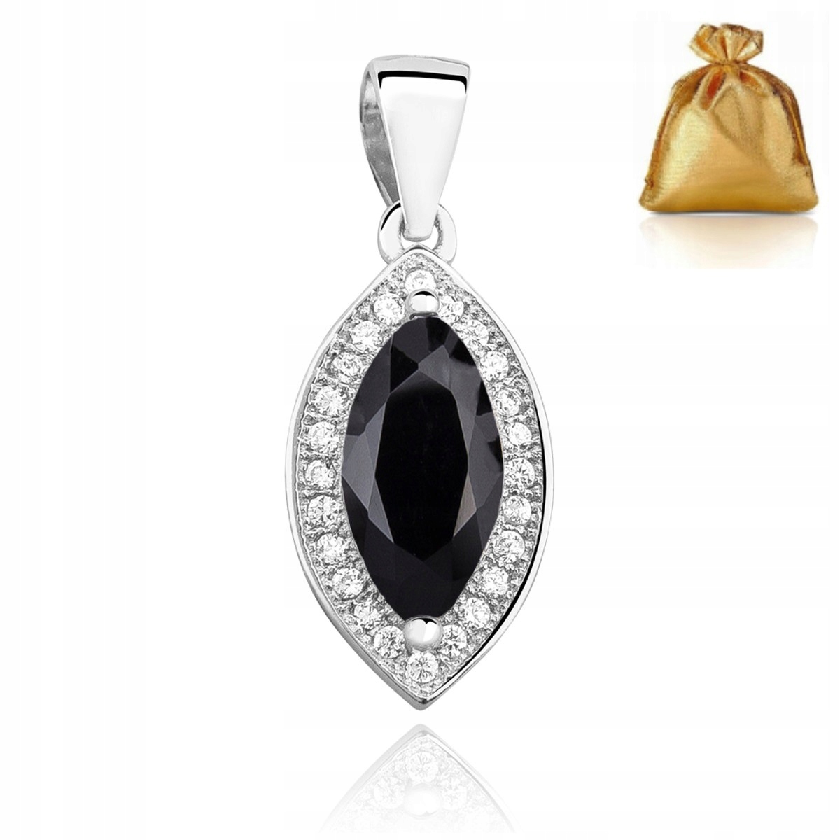 Stříbrný Přívěsek Černý Křišťál S Zirkony Stříbro Ryzosti 925 Rhodiovaný