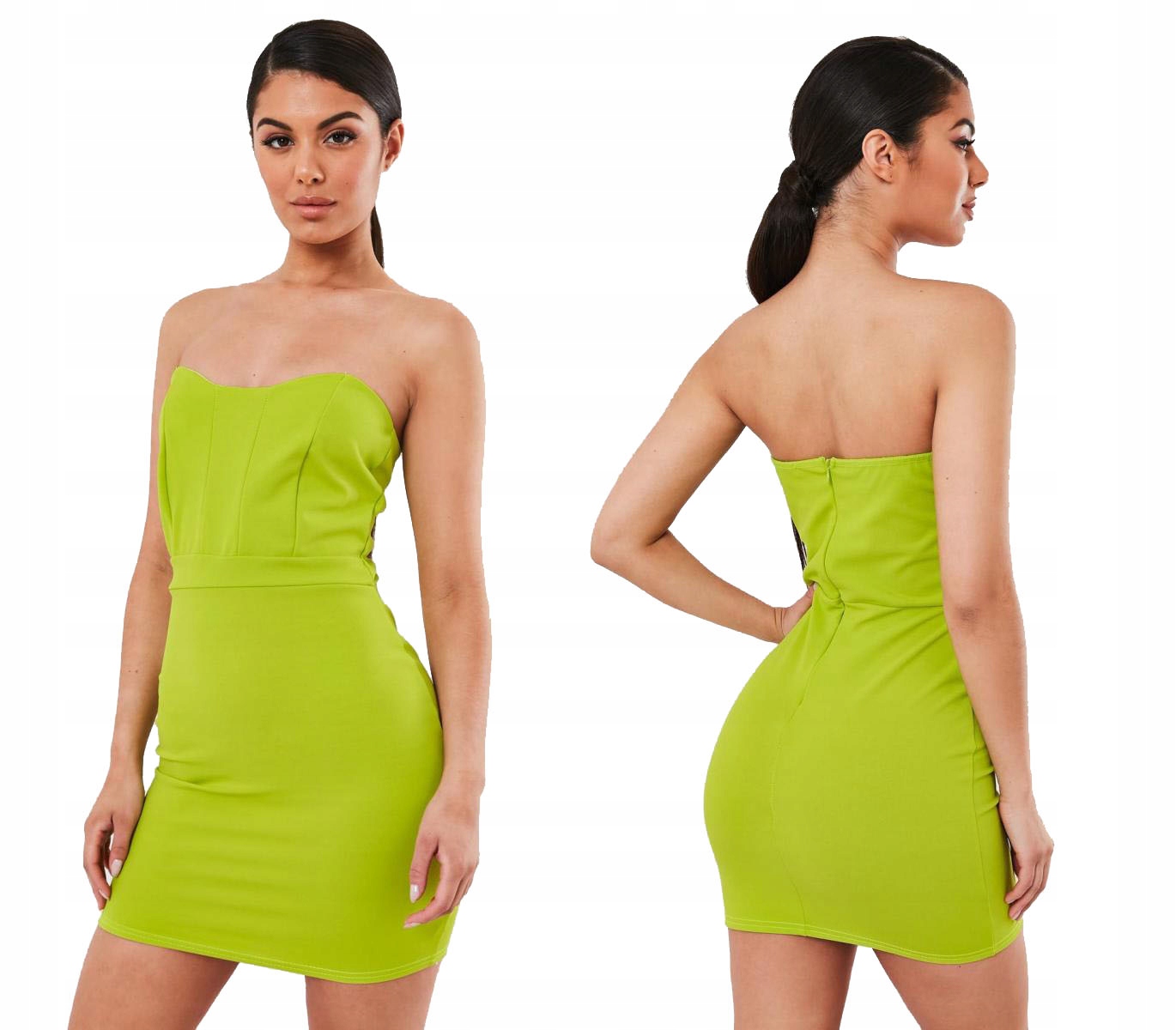 

Missguided Limonkowa bandażowa sukienka (36)