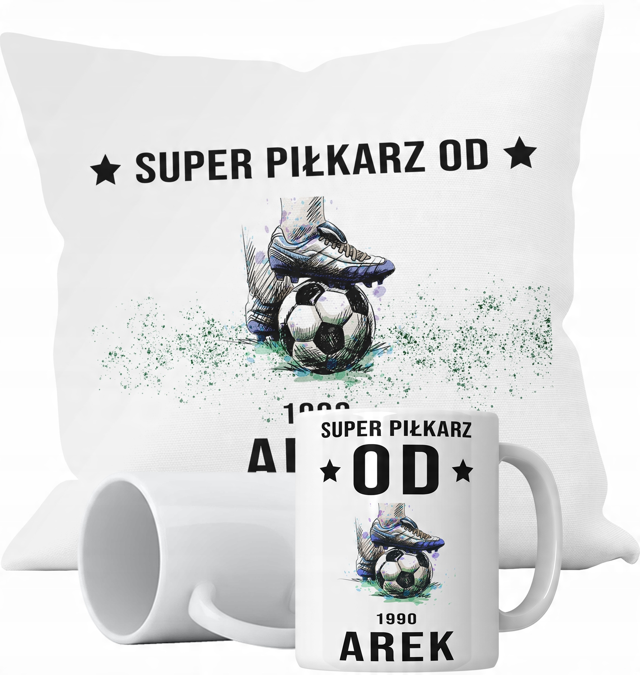 

Zestaw Kubek+poduszka Piłkarz Rocznik +imię